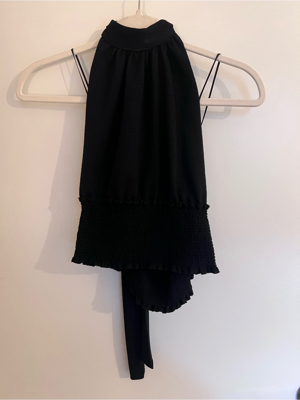Free People Black Halter-Camisole with Smocked Waist